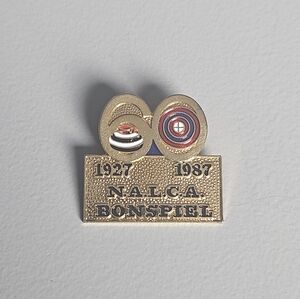 Vintage Commemorative N.A.L.C.A. Ladies Bonspiel Gold Tone Lapel Pin
